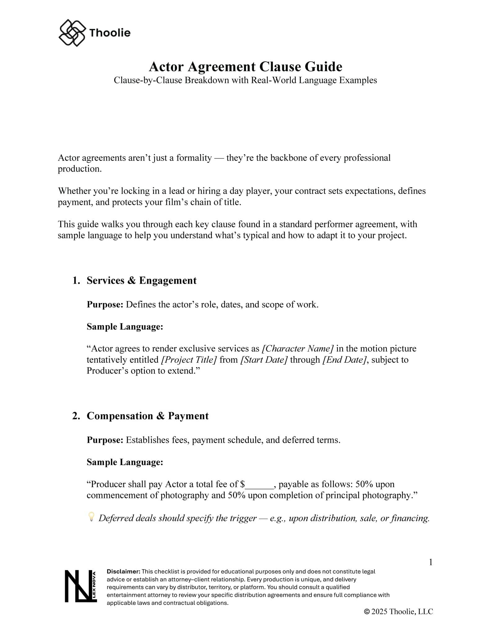 Actor Agreement Clause Guide Cover