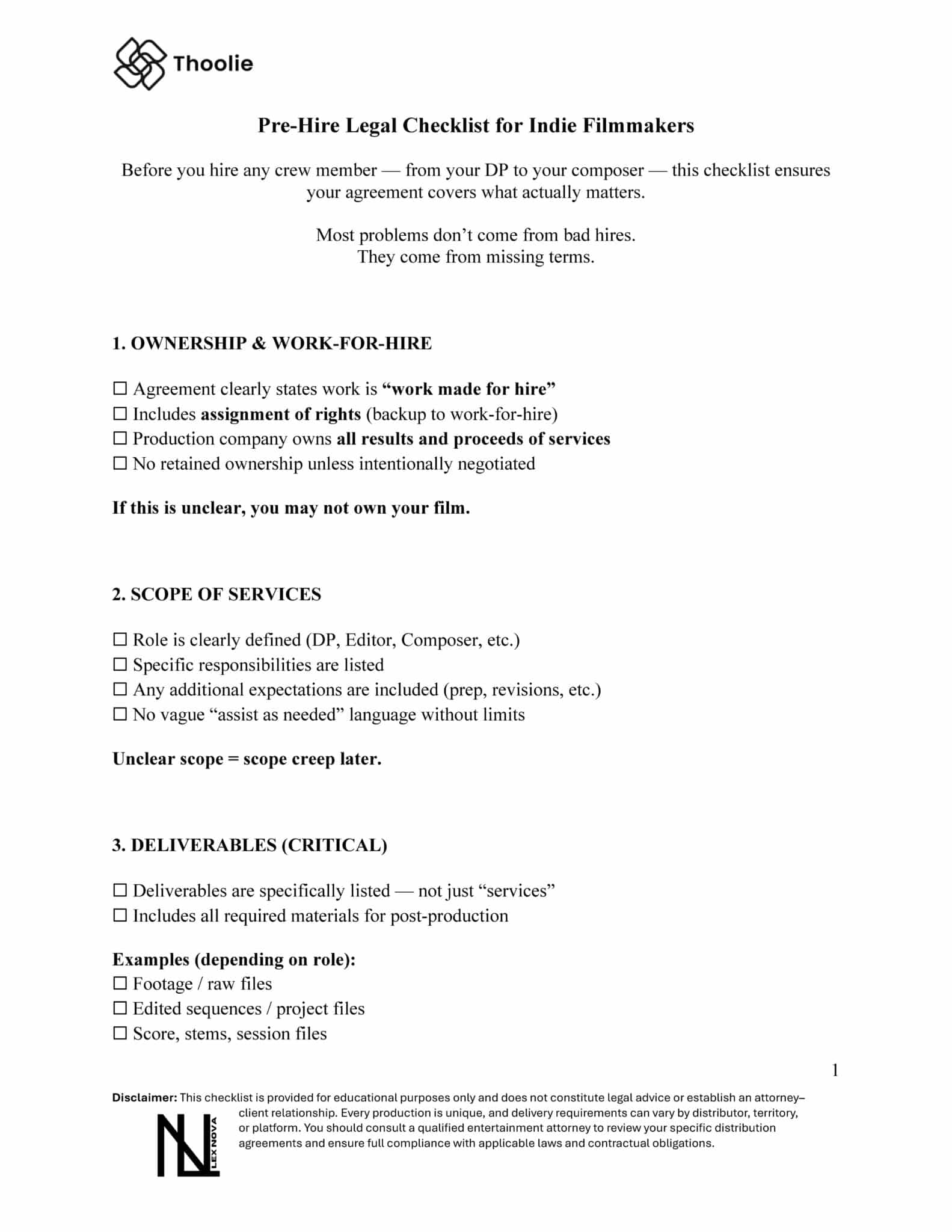 Pre-Hire Checklist for Crew